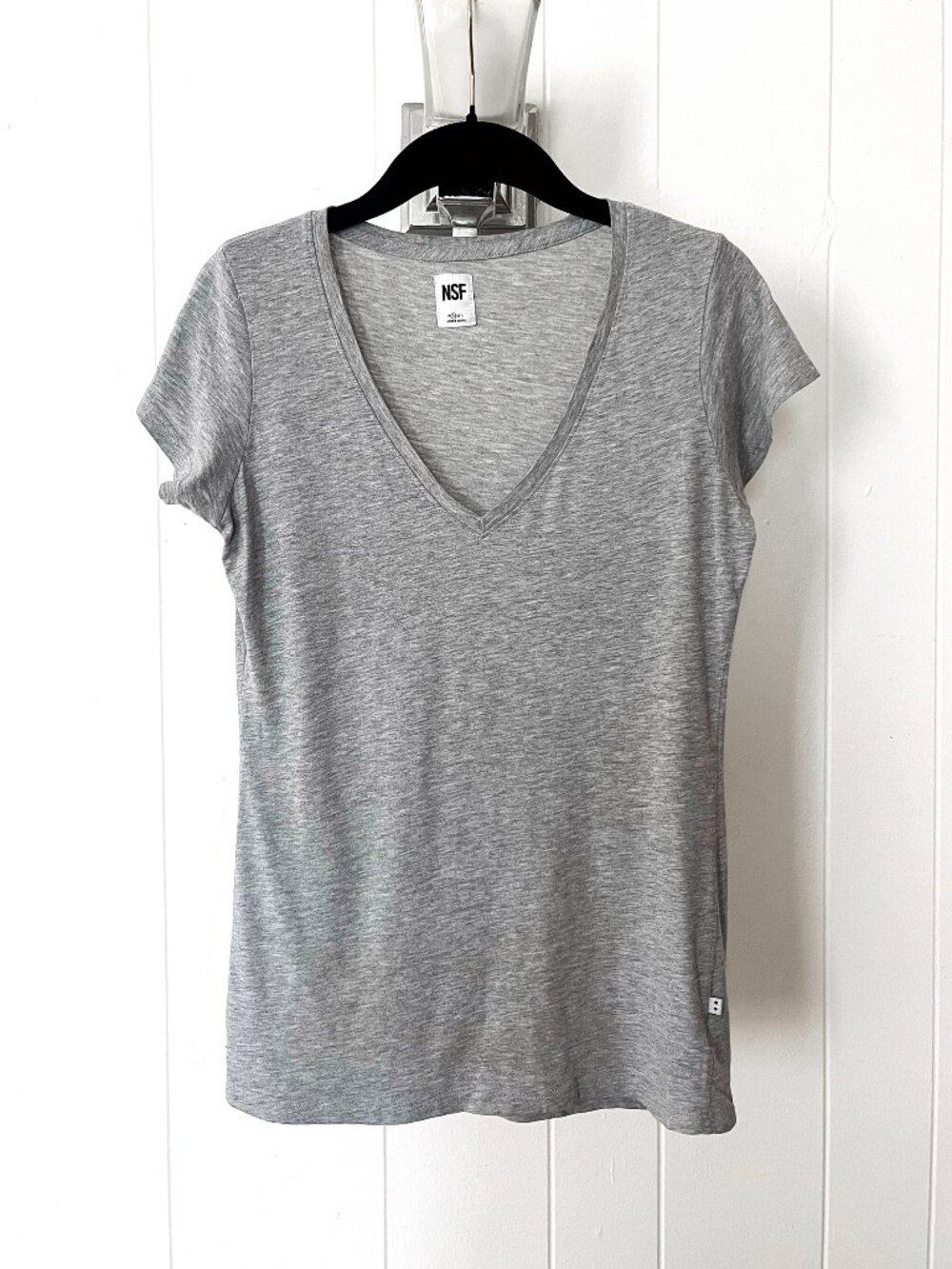 NSF gray heather cotton v-neck t-shirt